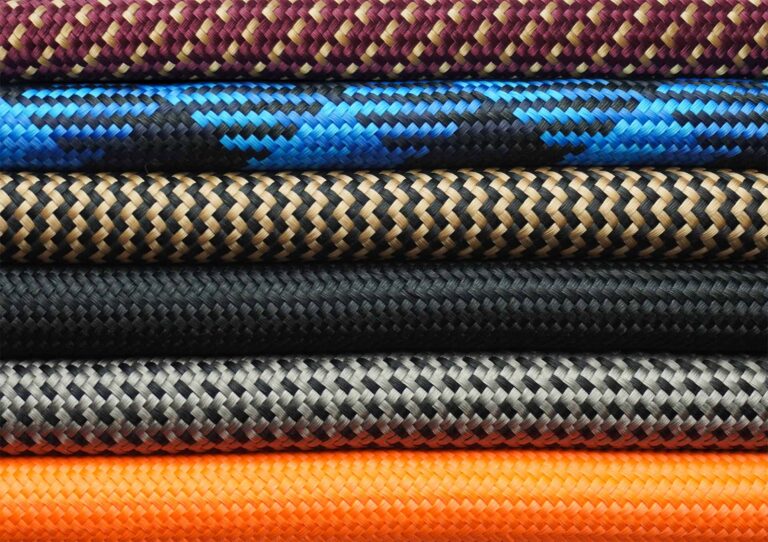 tex–lock Textilseile in allen Farben nebeneinander ausgebreitet