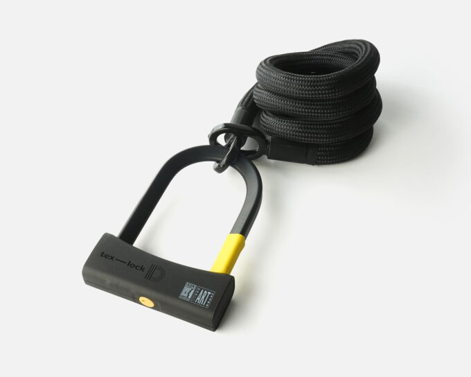 D-lock Bügelschloss mit Textilseil in Länge L und Farbe onyx black