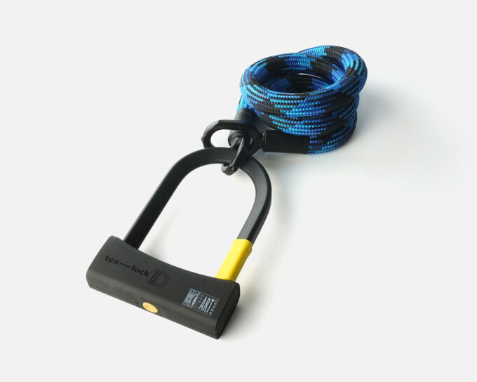 D-lock Bügelschloss mit Textilseil in Länge M und Farbe morpho blue
