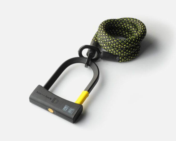 D-lock Bügelschloss mit texlock eyelet Textilseil in stardust-Variante