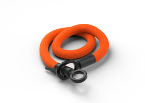 Flexible Bügelschloss-Verlängerung tex-lock eyelet orange Größe S ineinander gewickelt