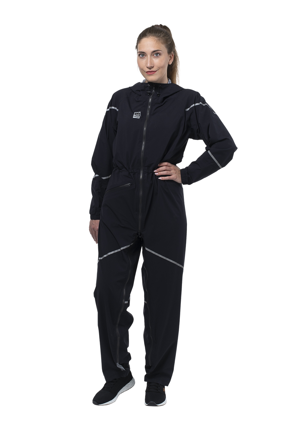 raijn women black Regenanzug von vorne
